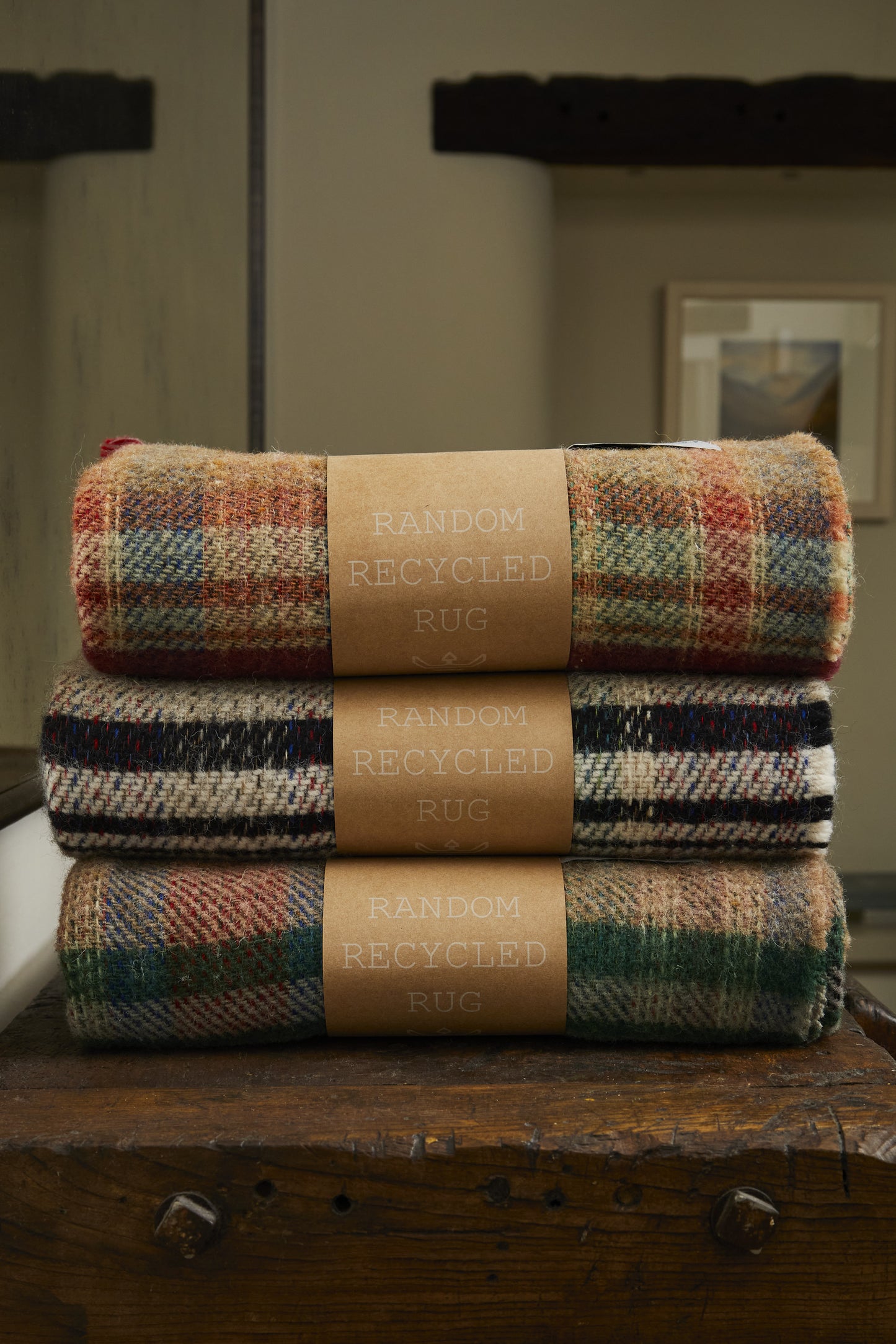 Tweedmill Recycled Wool Rug/Blanket /Throw - Rustic Random Unique Eco Sustainable Multi - Coloured - Enamelhappy