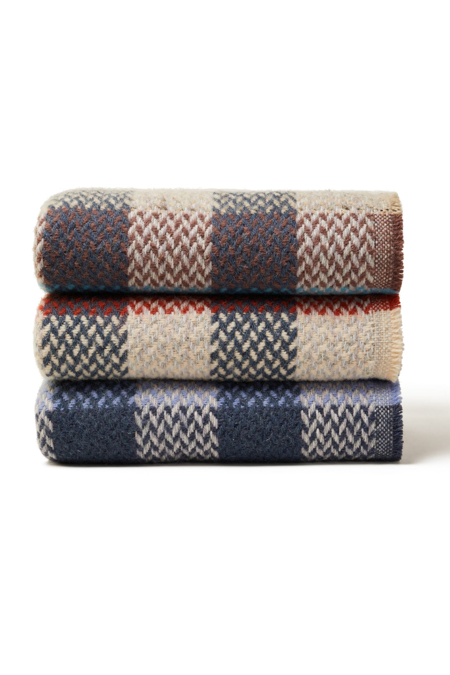 Recycled 100% Pure Wool Celtic Weave Check Throw Blanket British Welsh Made - Enamelhappy