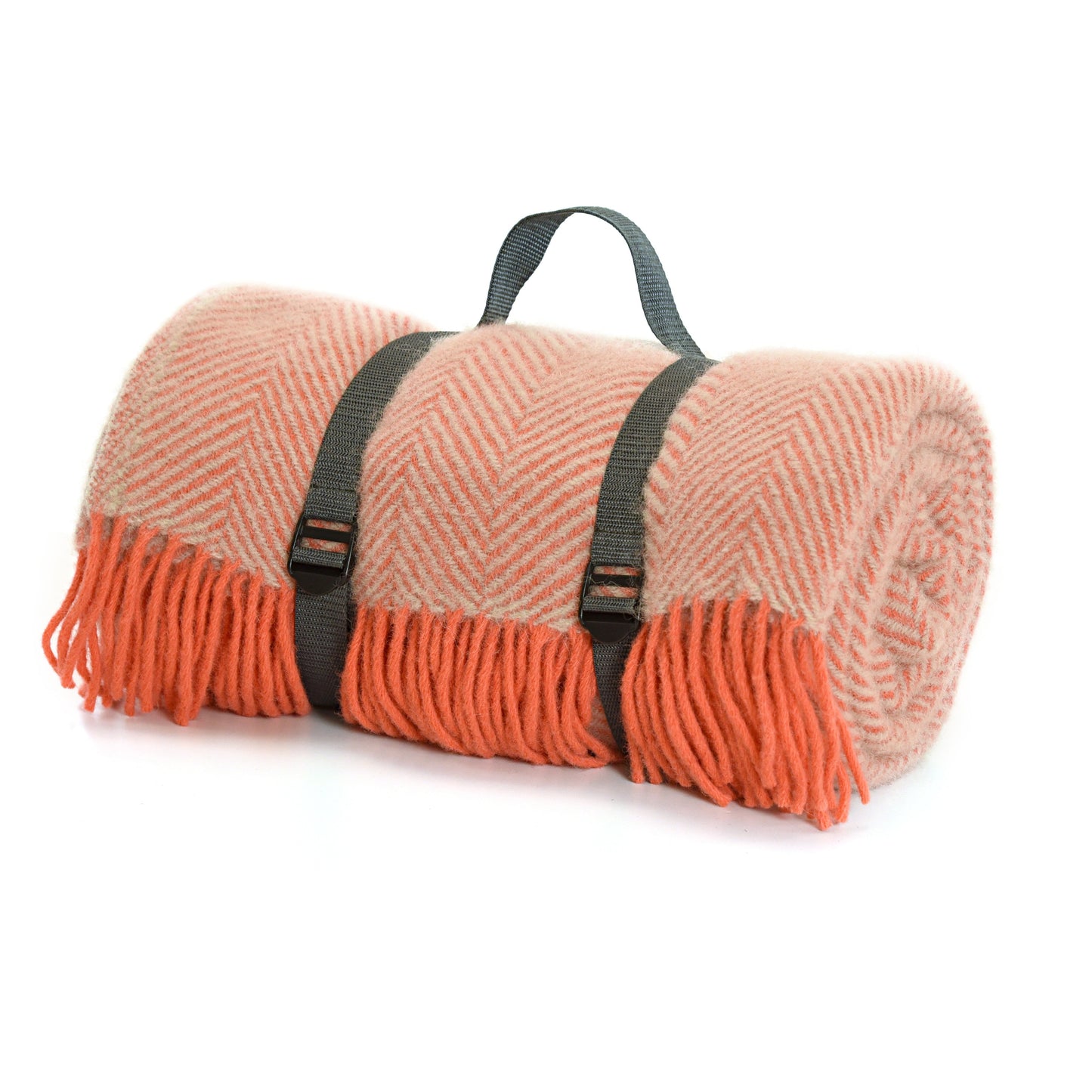 Polo Picnic Rug Cottage Vintage Checked Mustard/Brown/Blue with Leather Strap - Enamelhappy