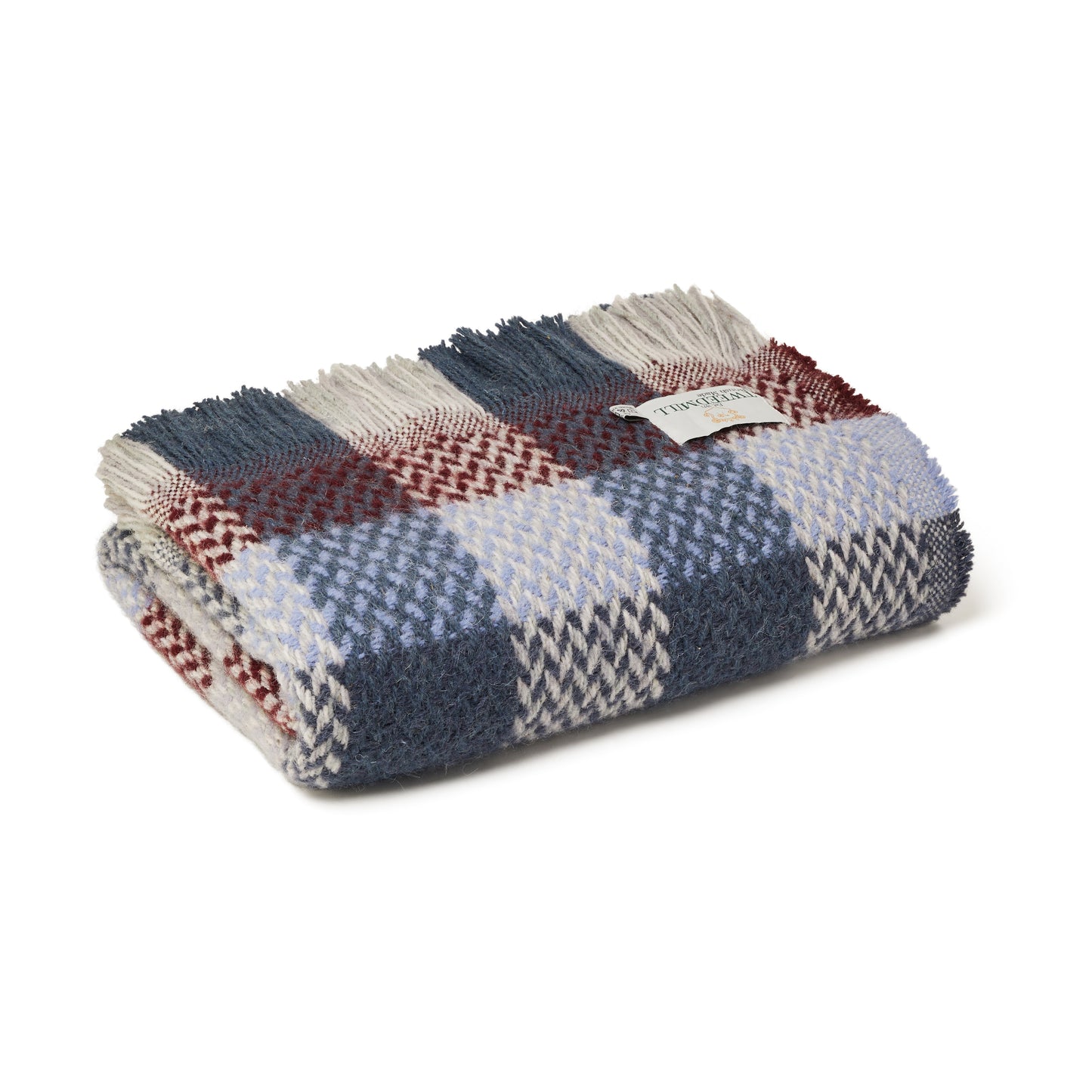 Recycled 100% Pure Wool Celtic Weave Check Throw Blanket British Welsh Made - Enamelhappy