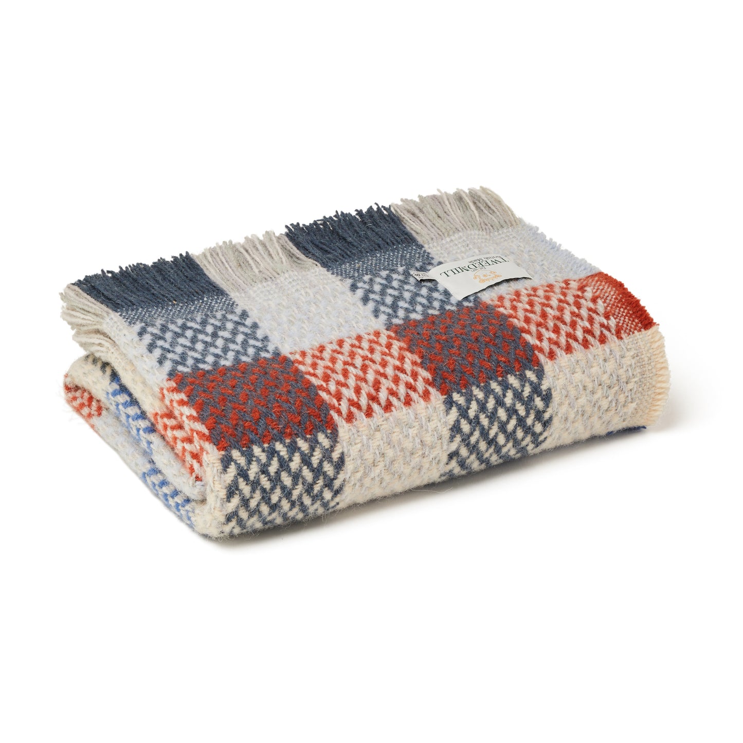 Recycled 100% Pure Wool Celtic Weave Check Throw Blanket British Welsh Made - Enamelhappy