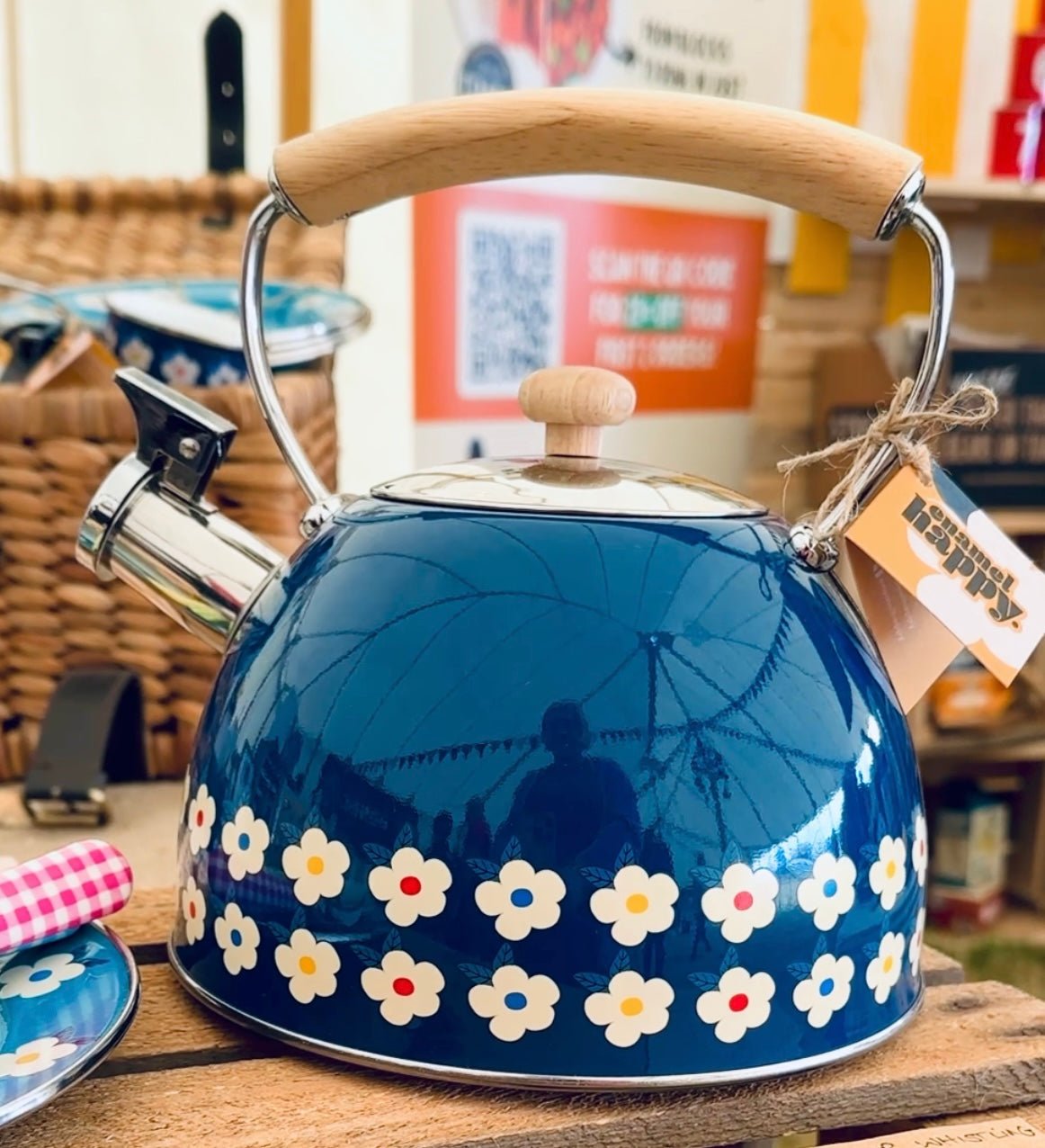 SECONDS - Various Colours - 2.5L Whistling Kettle Stainless Steel - Enamelhappy - Enamelhappy
