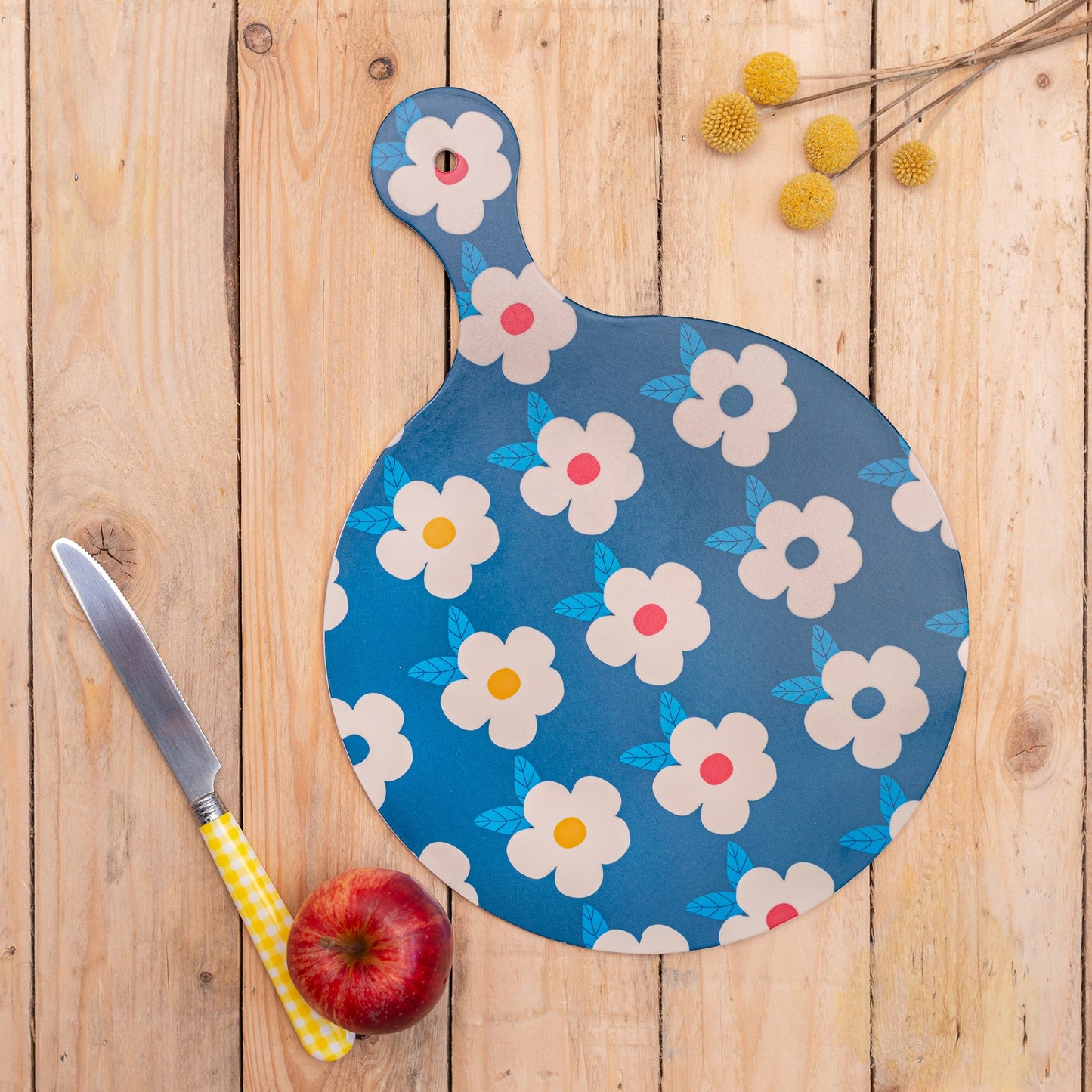Chopping Board Navy Midnight Retro Floral - Enamelhappy - Enamelhappy
