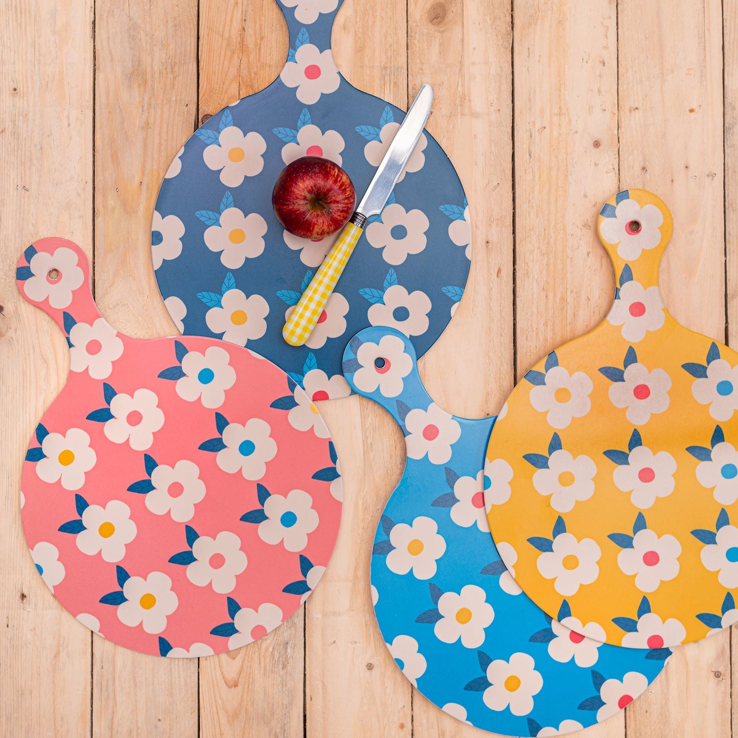 Chopping Board Ocean Blue Retro Floral - Enamelhappy - Enamelhappy