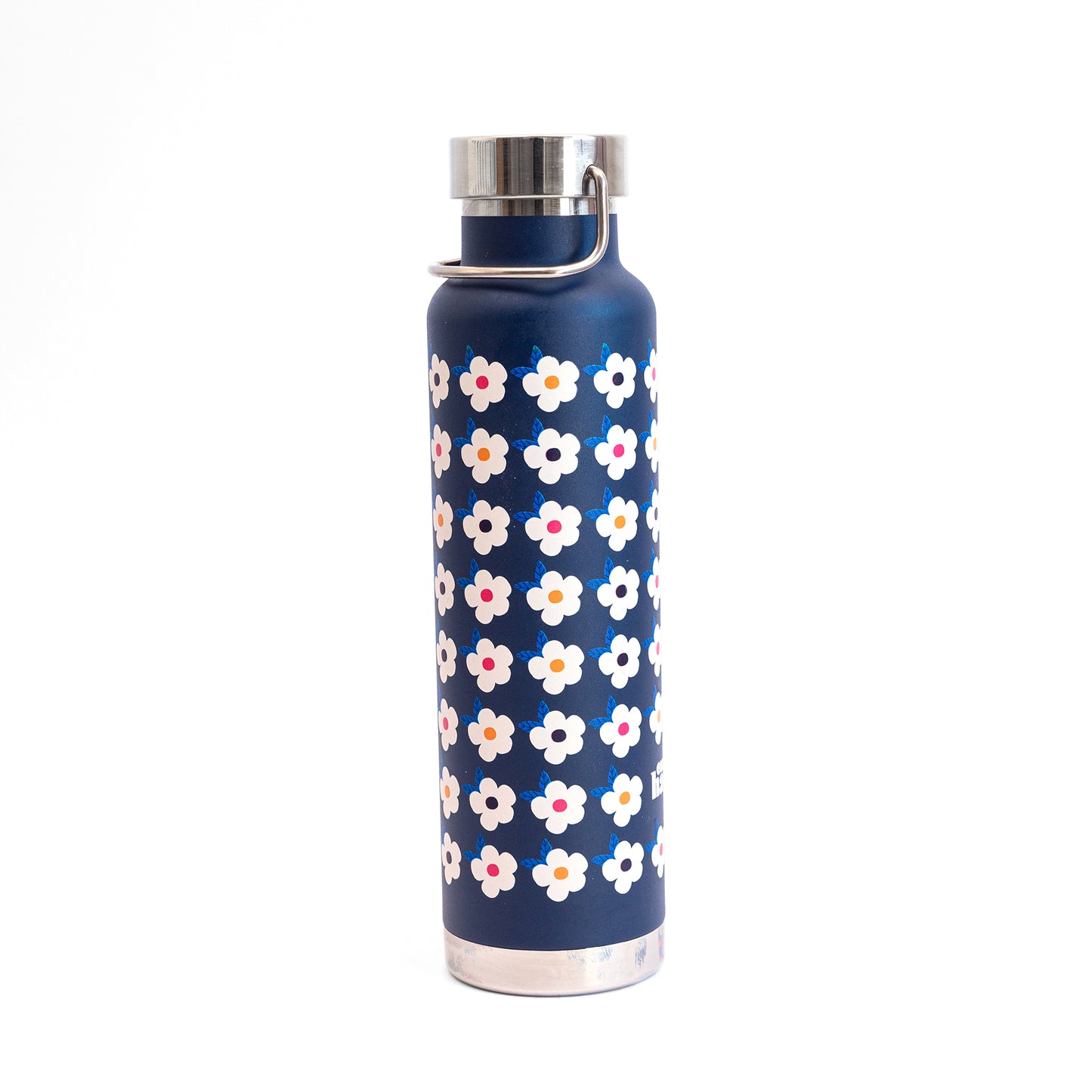 650ml Copper Insulated Retro Floral Print Water Bottle Navy Blue - Enamelhappy - Enamelhappy