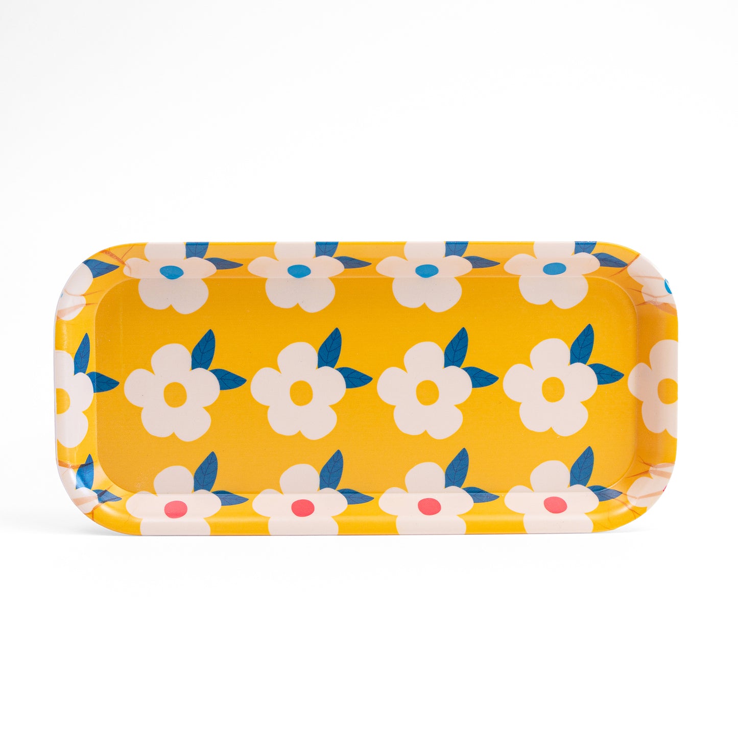 Cute Small Rectangle Tray Retro Floral Honey Yellow Print - Enamelhappy - Enamelhappy