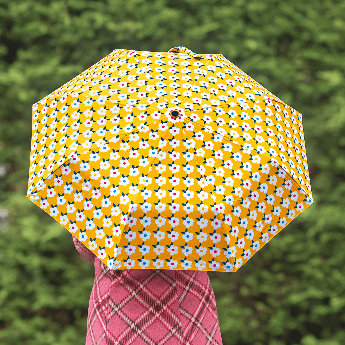 Retro Floral Design Umbrella Honey Yellow - Enamelhappy - Enamelhappy