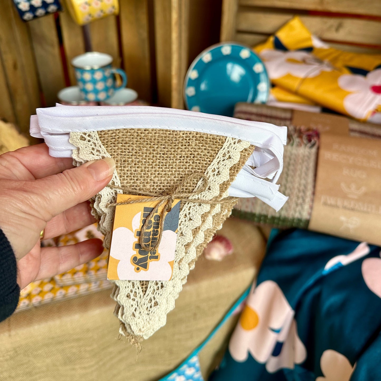 Beautiful Hessian/Jute Lace Bunting - Enamelhappy - Enamelhappy