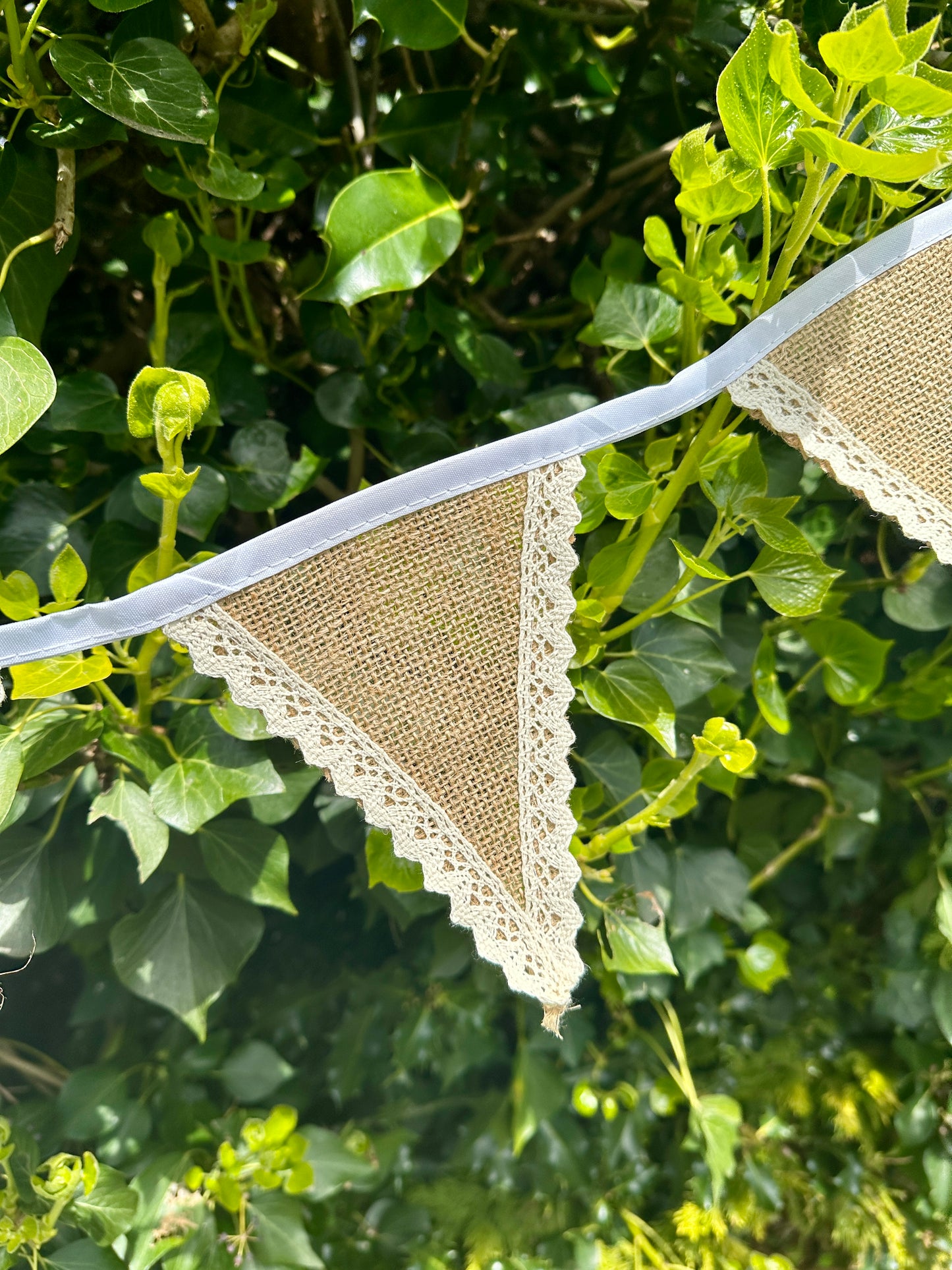 Beautiful Hessian/Jute Lace Bunting - Enamelhappy - Enamelhappy