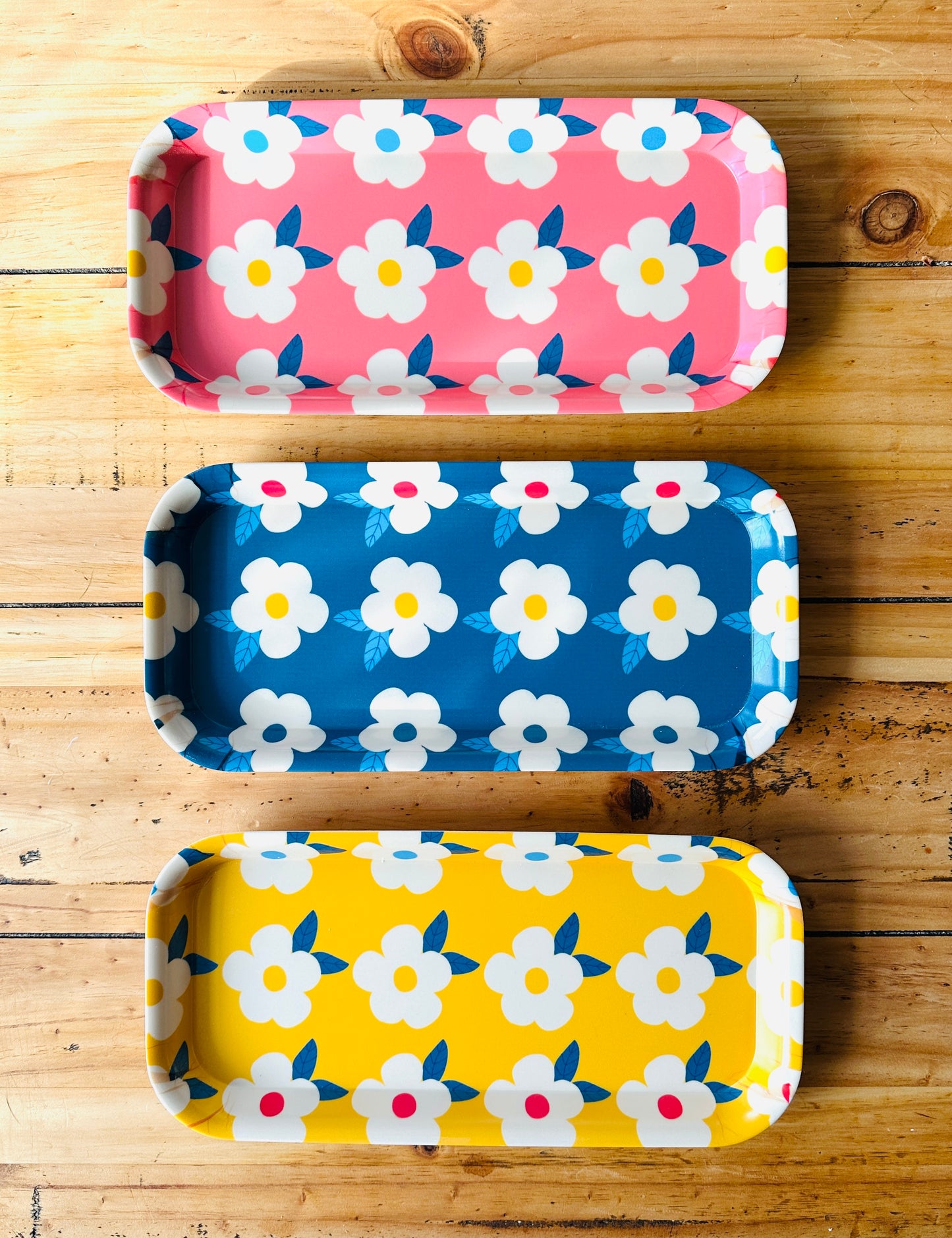 Cute Snack Rectangle Tray Retro Floral Rose Pink Print - Enamelhappy - Enamelhappy