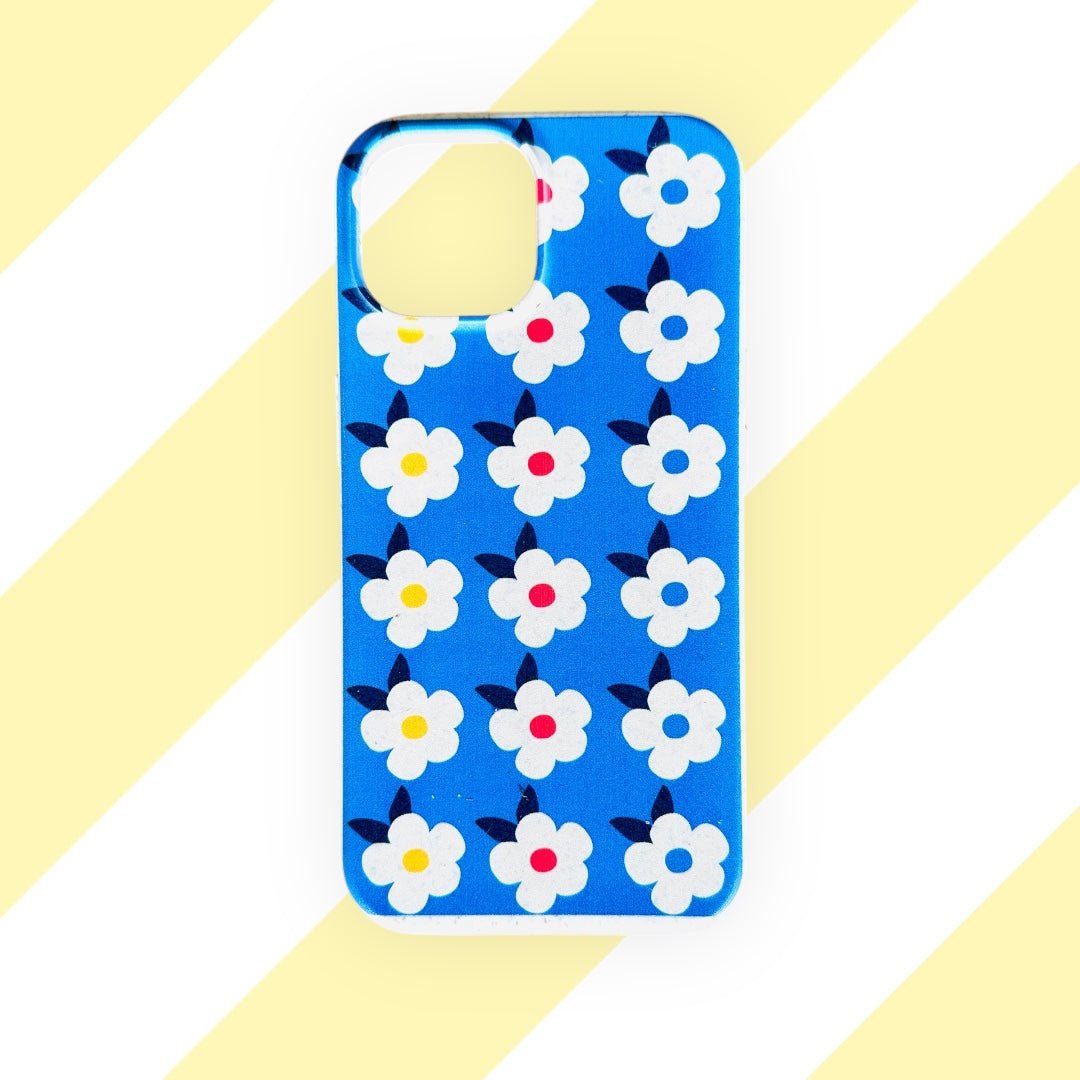 Retro Floral Tough Phone Case in Ocean Blue - Google Samsung Iphone - Enamelhappy