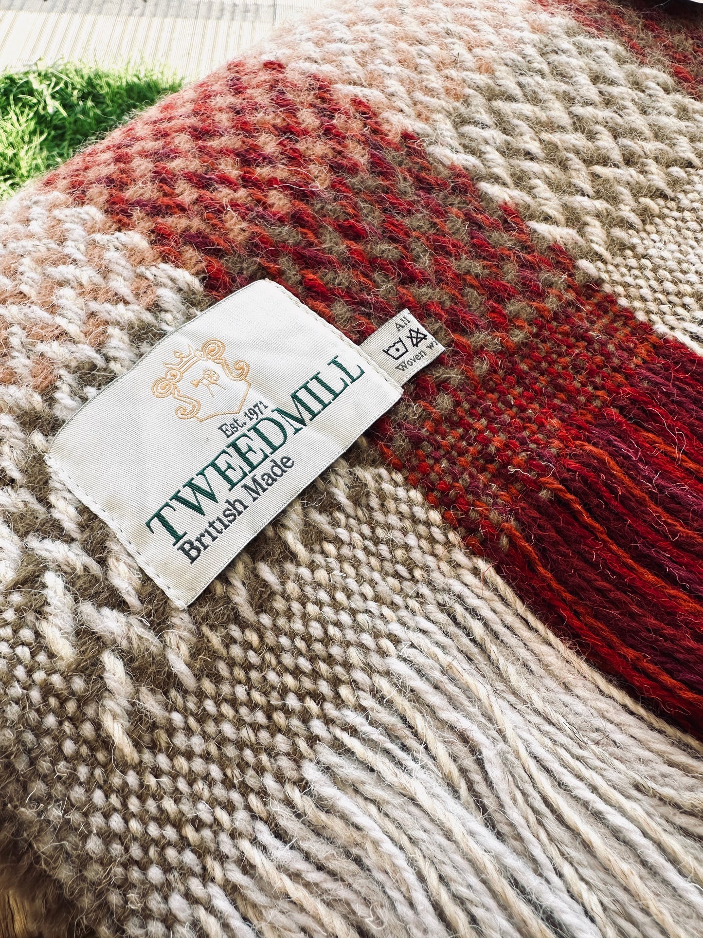 Recycled 100% Pure Wool Celtic Weave Check Throw Blanket British Welsh Made - Enamelhappy