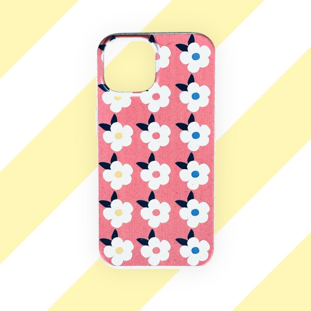 Retro Floral Eco Friendly Tough Phone Case in Coral Pink - iPhone Samsung - Enamelhappy