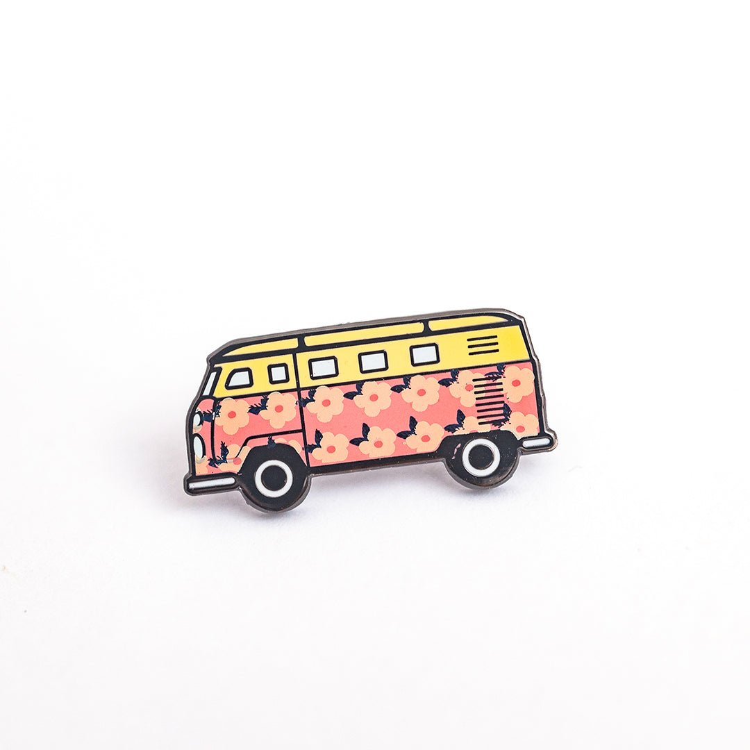 Campervan - Pink Enamel Lapel Pin Badge - Enamelhappy - Enamelhappy