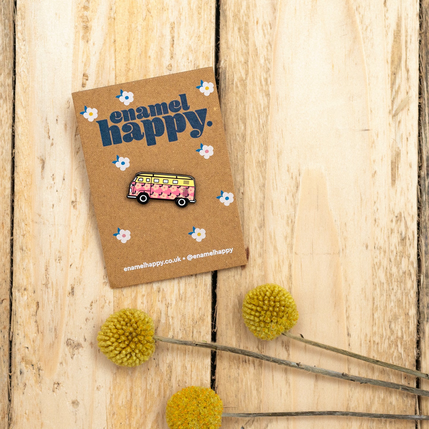 Campervan - Pink Enamel Lapel Pin Badge - Enamelhappy - Enamelhappy
