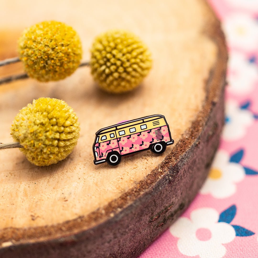 Campervan - Pink Enamel Lapel Pin Badge - Enamelhappy - Enamelhappy