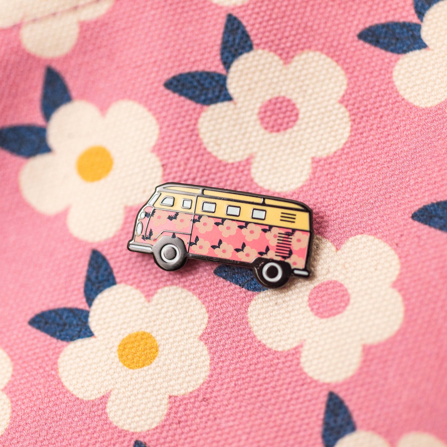 Campervan - Pink Enamel Lapel Pin Badge - Enamelhappy - Enamelhappy
