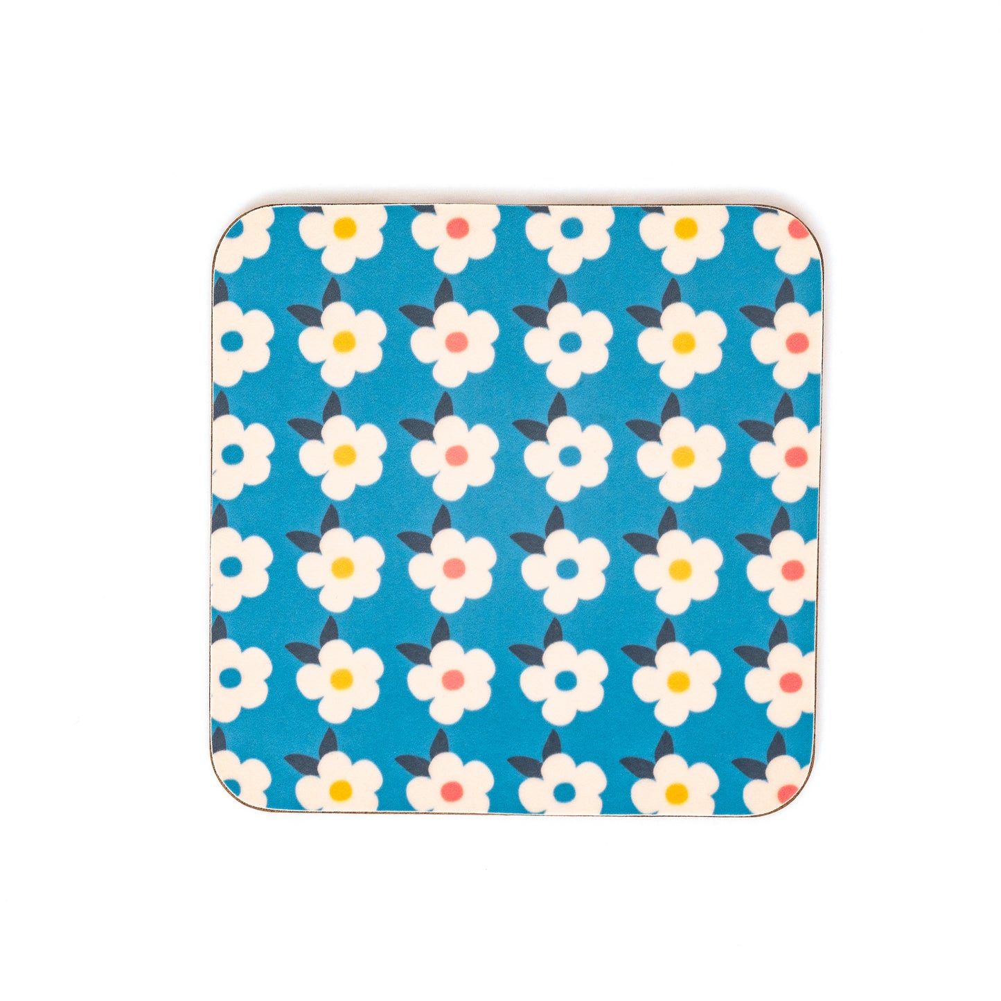 BLUE GIFT BUNDLE For Her Ocean Blue Retro Floral Enamel Cup Campervan Tin Mug Tea Towel Turquoise Colour Pop Home - Enamelhappy