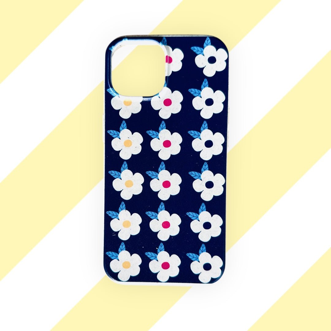 Retro Floral Tough Phone Case in Midnight Navy - Google Samsung Iphone - Enamelhappy