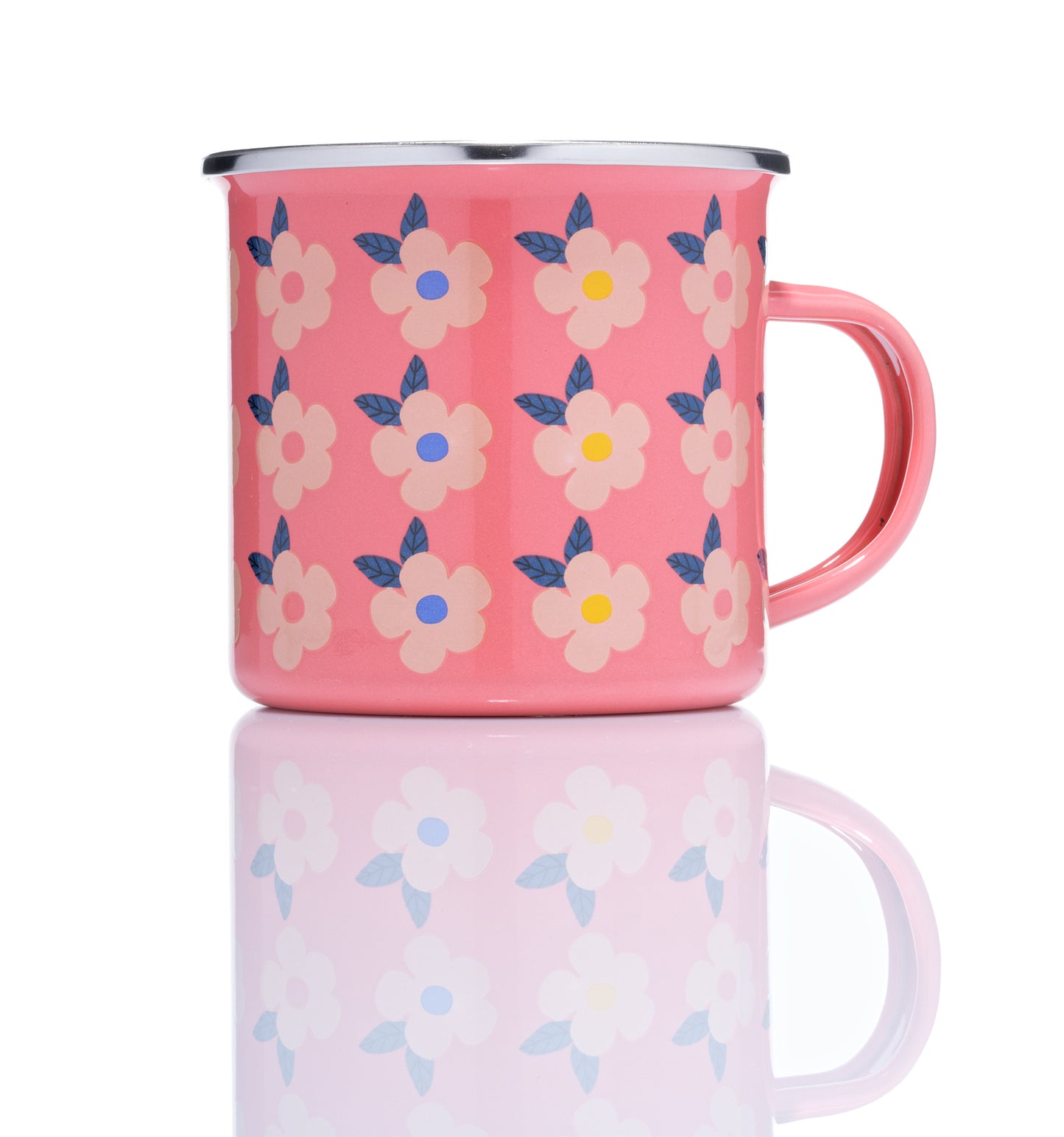 Beautiful Colourful Retro Floral Enamel Mug - Various Colours - Enamelhappy - Enamelhappy