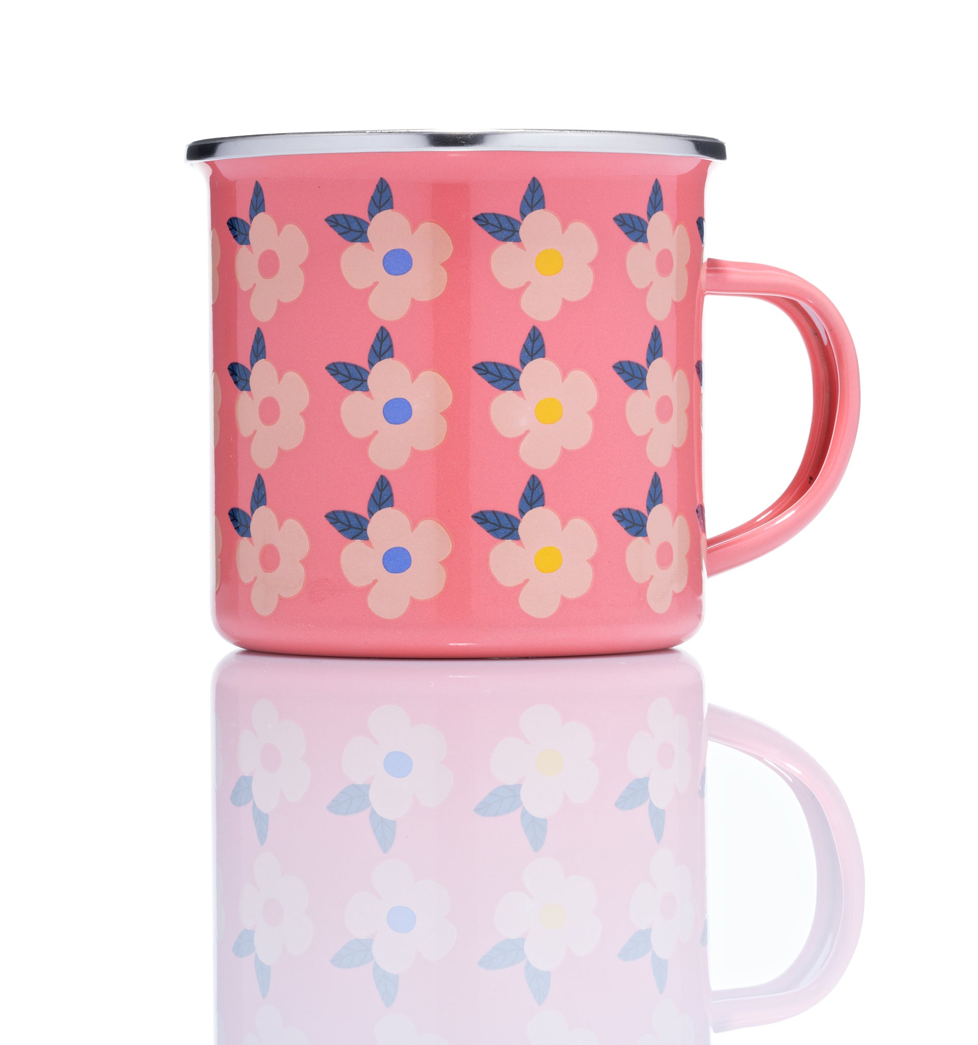 Beautiful Colourful Retro Floral Enamel Mug - Various Colours - Enamelhappy - Enamelhappy