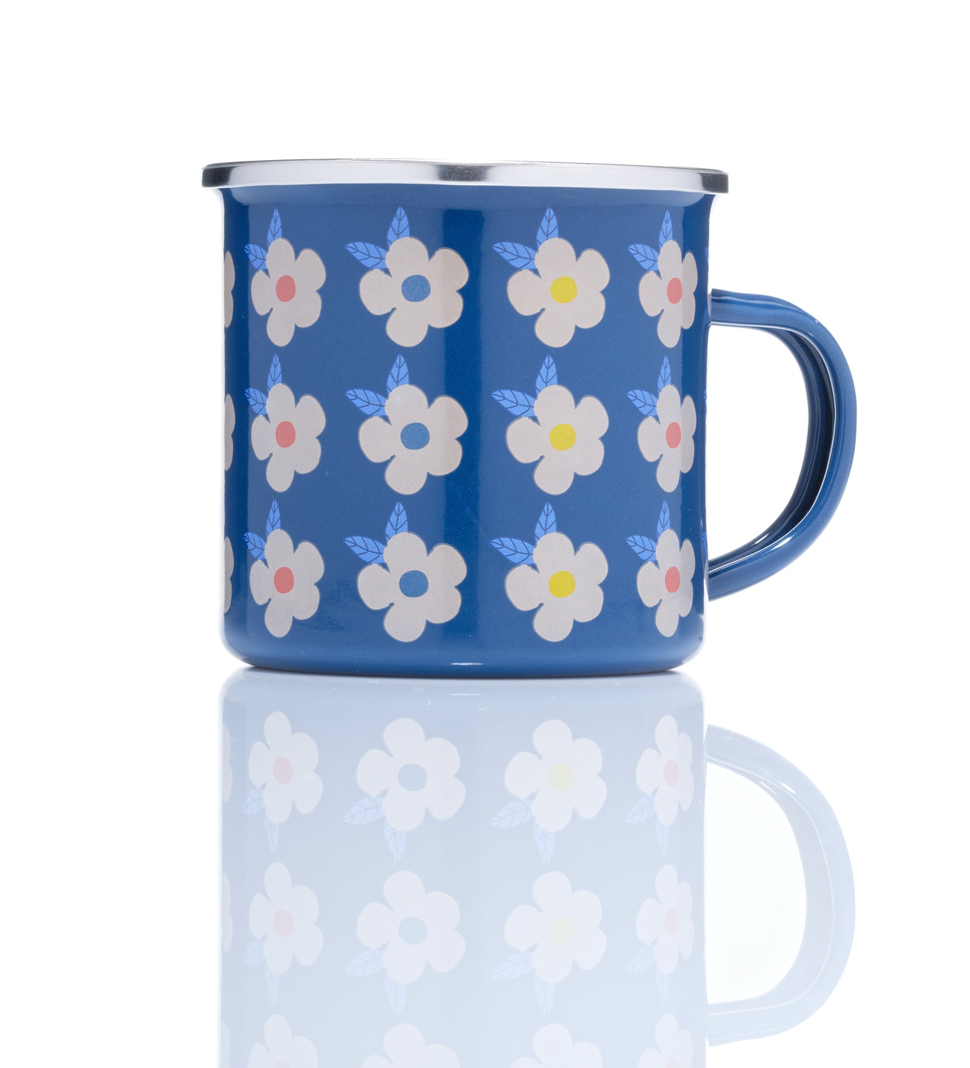 Beautiful Colourful Retro Floral Enamel Mug - Various Colours - Enamelhappy - Enamelhappy
