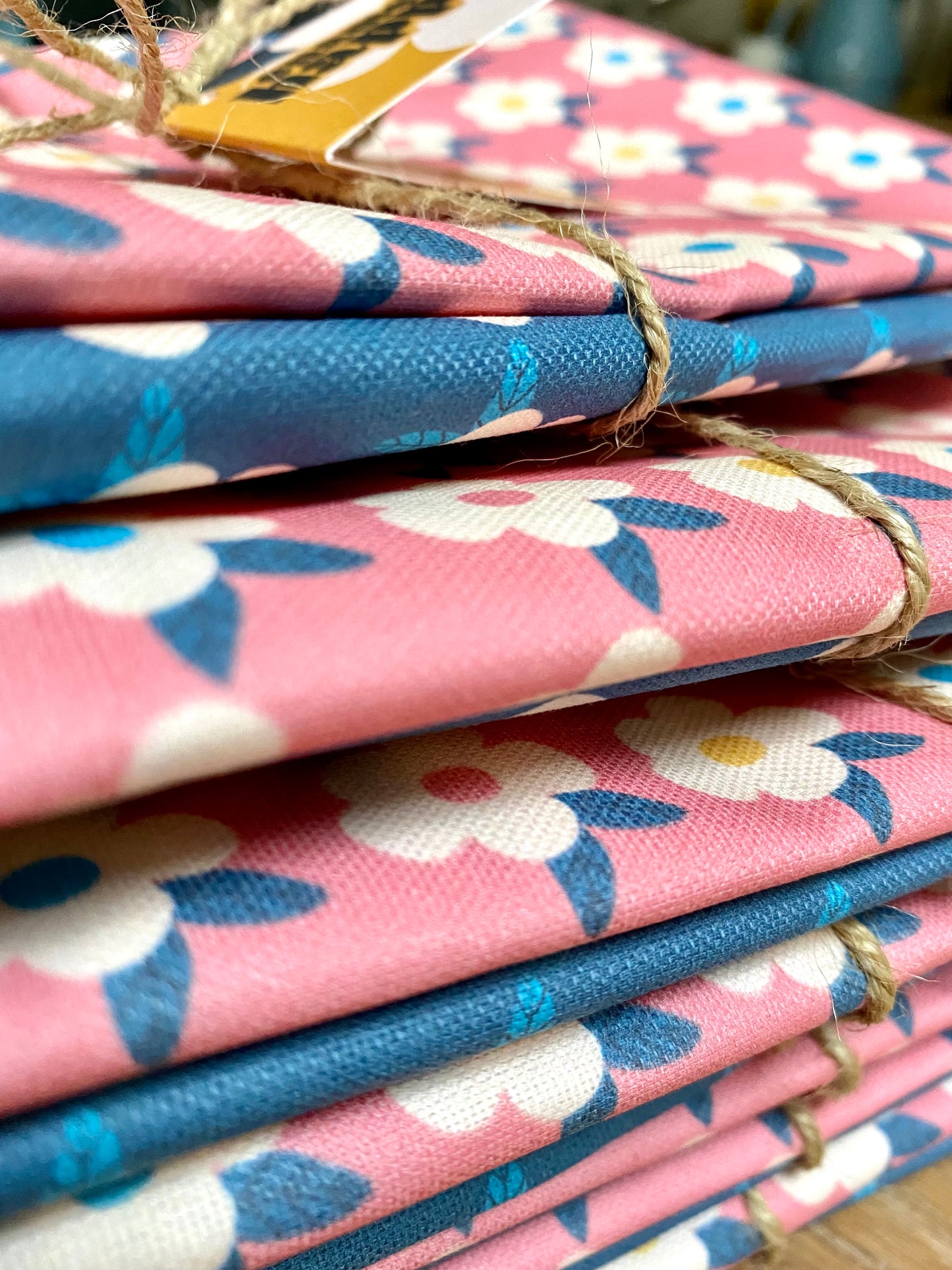 A Pair Colourful Tea Towels Pretty Retro Print - Enamelhappy - Various Colours - Enamelhappy