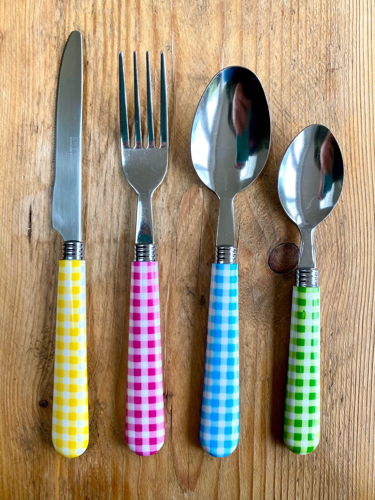 Colourful Individual Gingham Cutlery Set - Enamelhappy - Enamelhappy