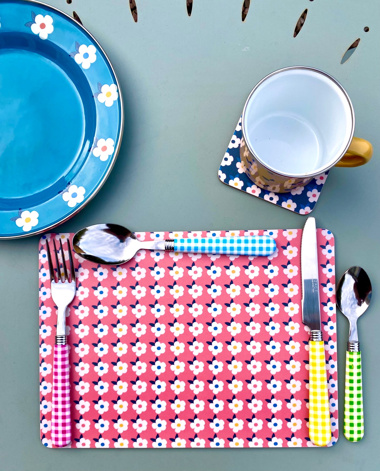 Colourful Individual Gingham Cutlery Set - Enamelhappy - Enamelhappy