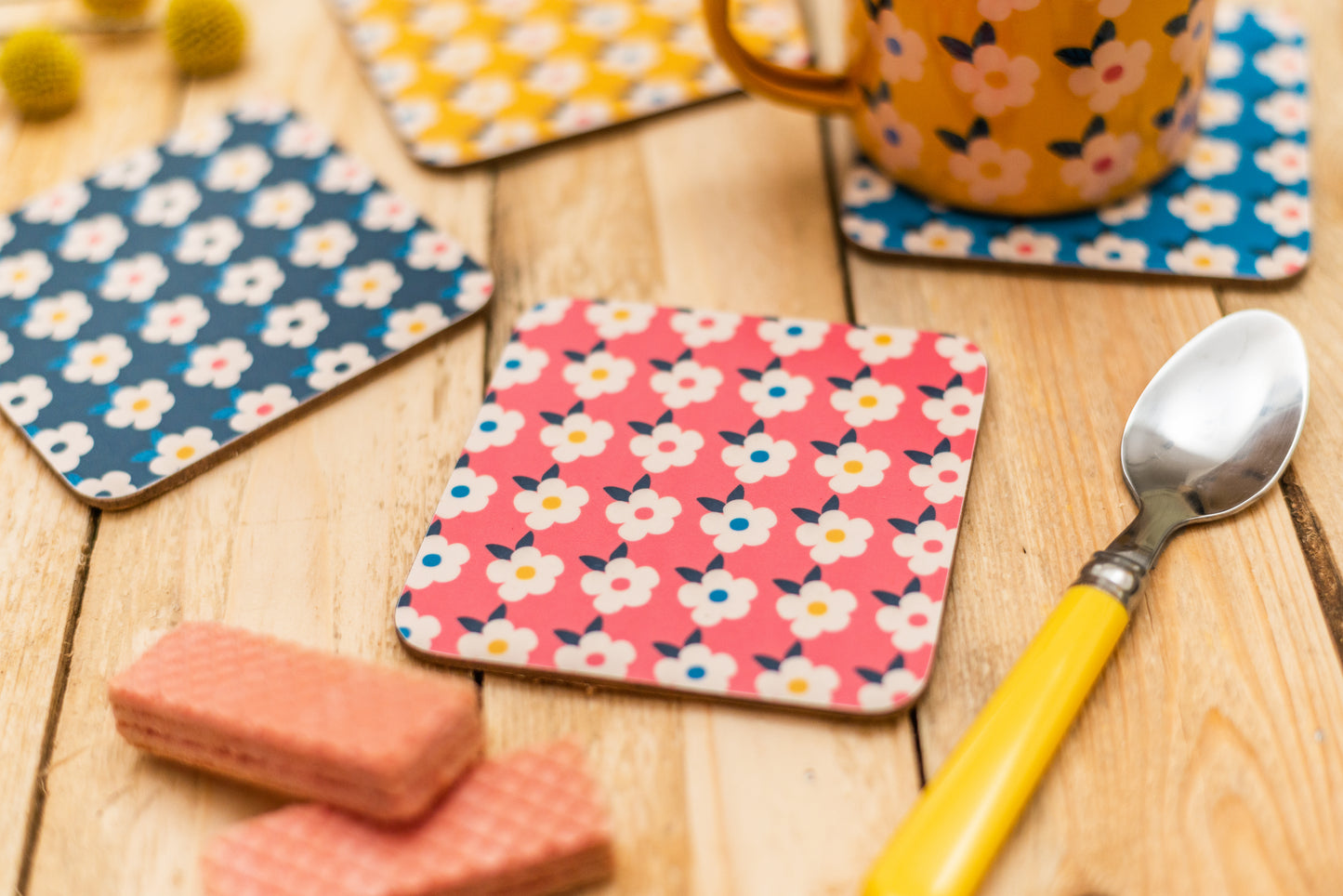 Colourful Retro Floral Coasters Set of Four - Enamelhappy - Enamelhappy