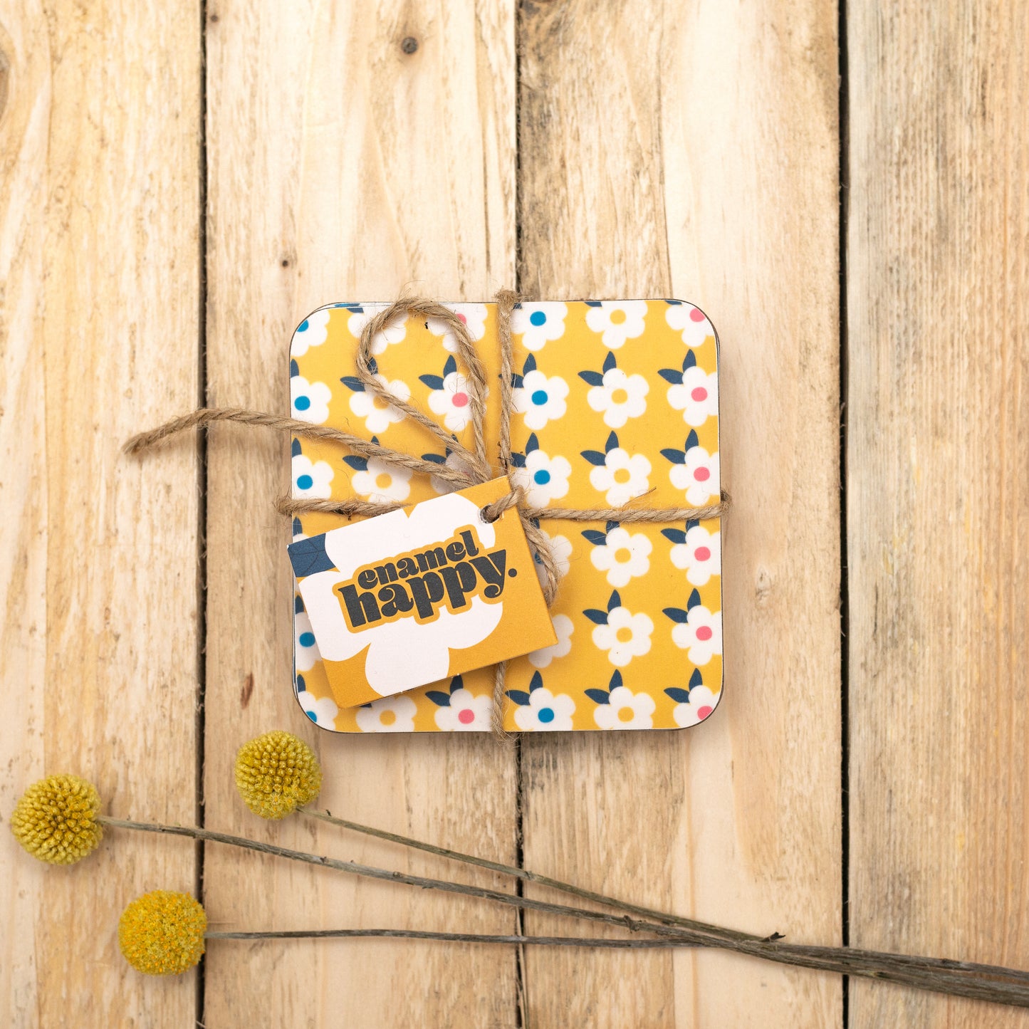 Colourful Retro Floral Coasters Set of Four - Enamelhappy - Enamelhappy