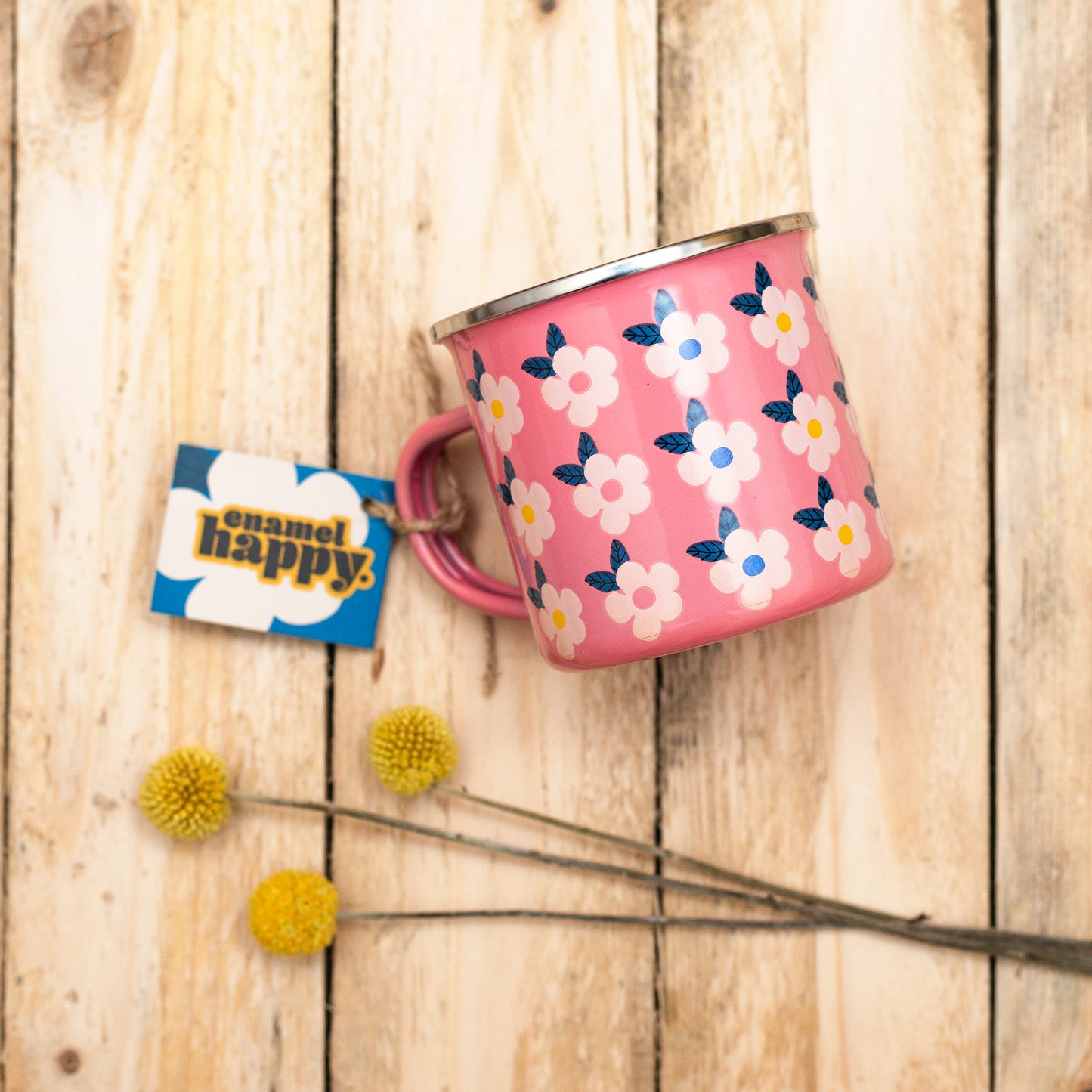 Beautiful Colourful Retro Floral Enamel Mug - Various Colours - Enamelhappy - Enamelhappy
