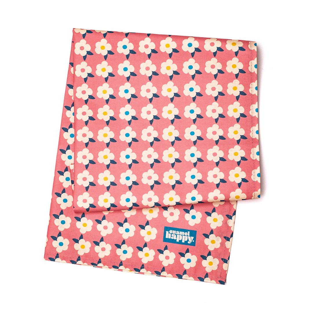 A Pair Colourful Tea Towels Pretty Retro Print - Enamelhappy - Various Colours - Enamelhappy