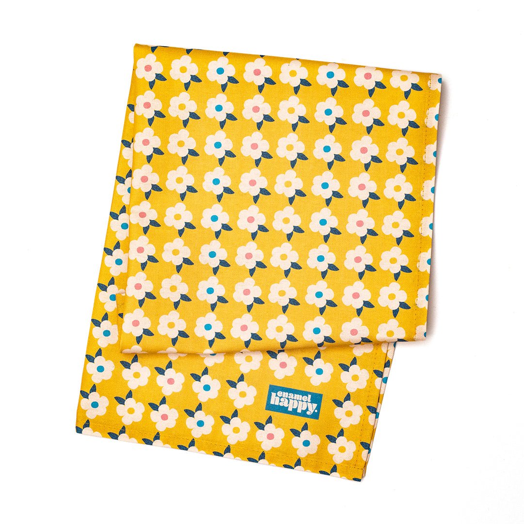 A Pair Colourful Tea Towels Pretty Retro Print - Enamelhappy - Various Colours - Enamelhappy