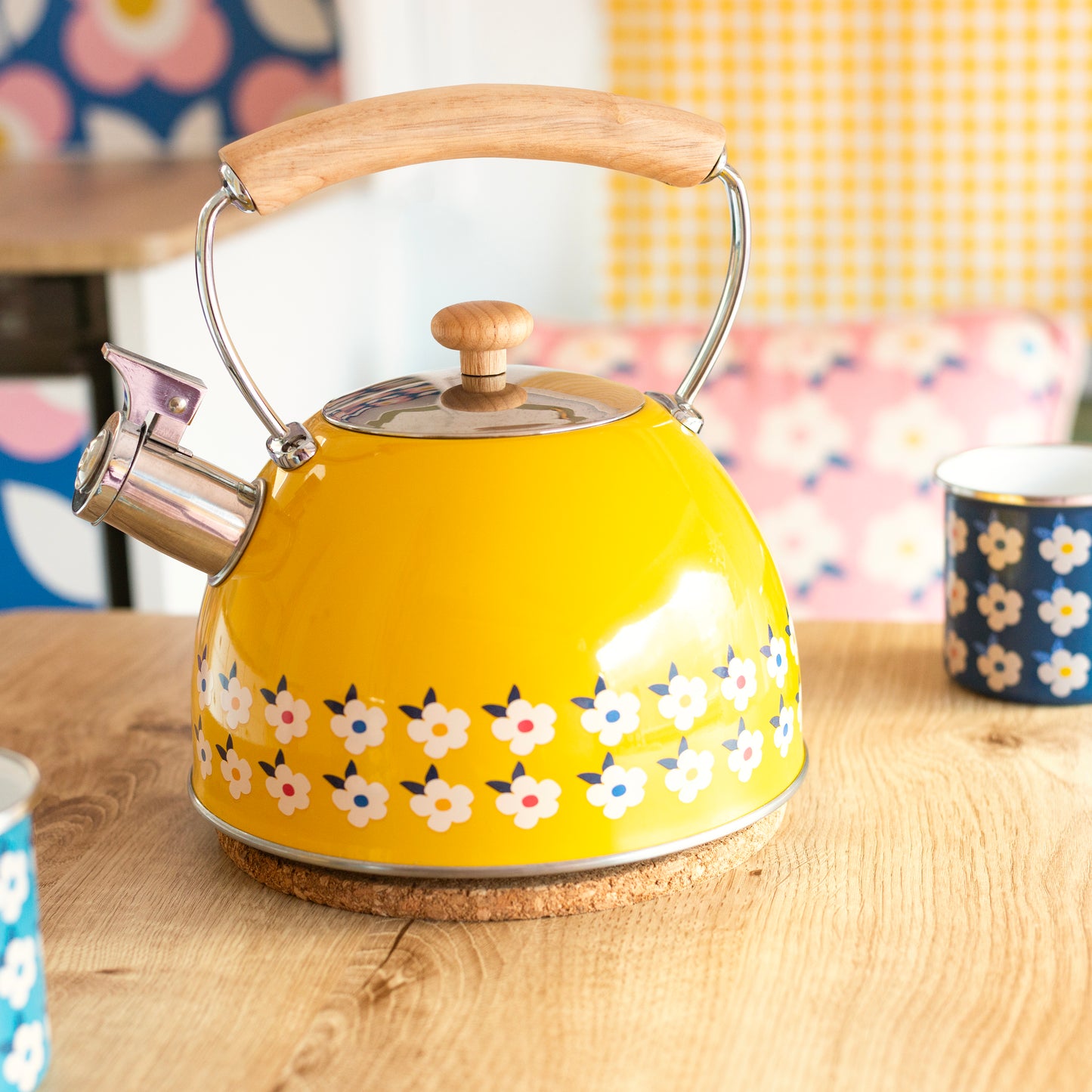 2.5L Whistling Kettle Stainless Steel Honey Yellow - Enamelhappy - Enamelhappy