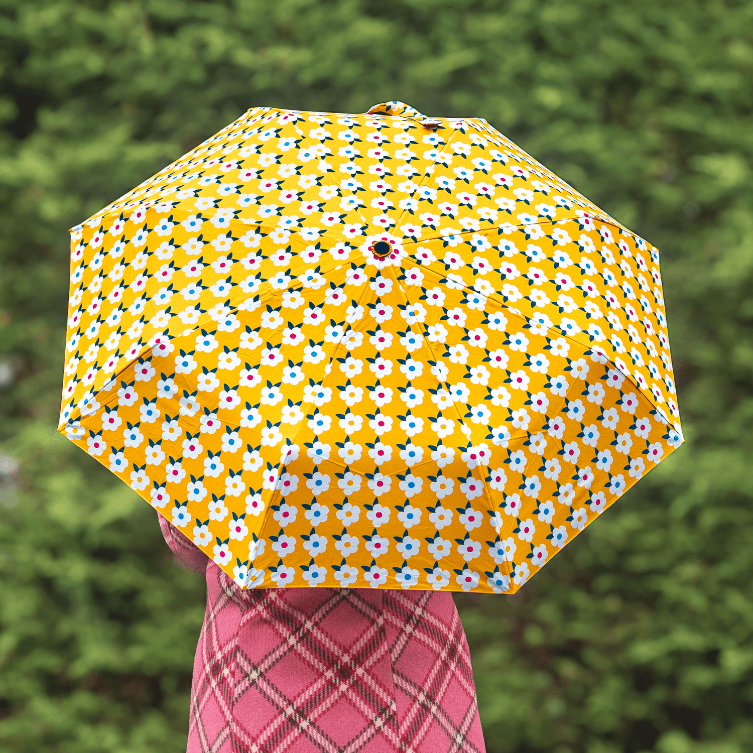 Retro Floral Design Umbrella Honey Yellow - Enamelhappy - Enamelhappy