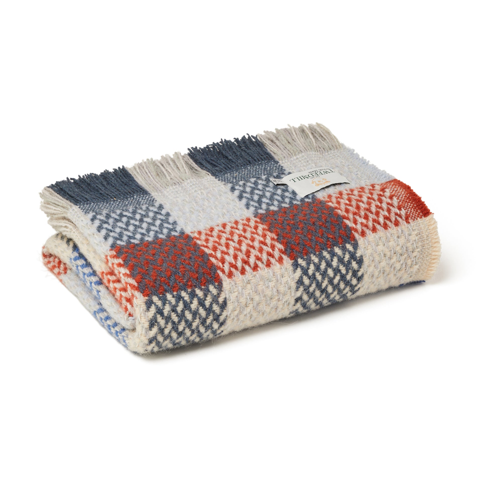 Recycled 100% Pure Wool Celtic Weave Check Throw Blanket British Welsh Made - Enamelhappy