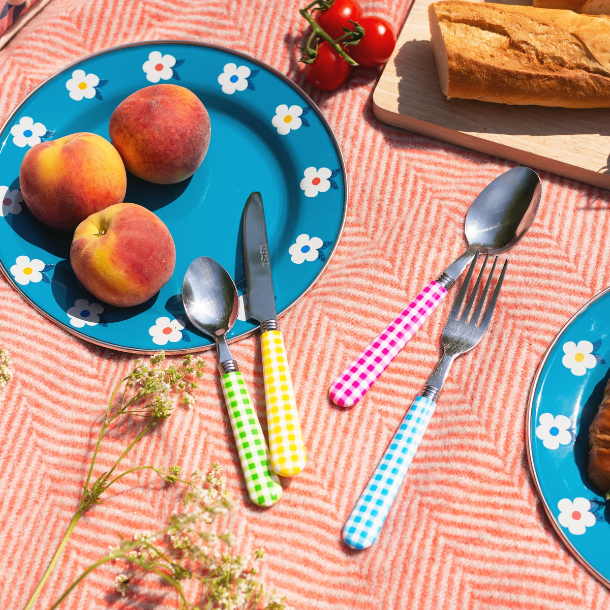 Ensemble de couverts individuels colorés à carreaux vichy - Emailhappy