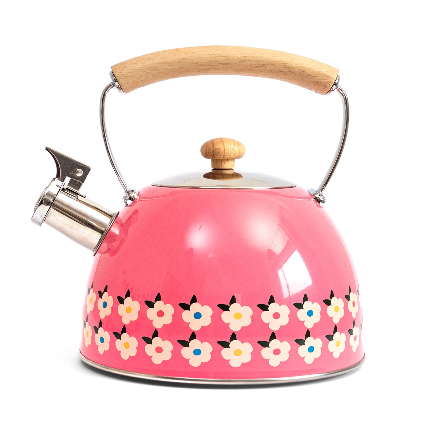 2.5L Rose Pink Whistling Kettle Stainless Steel - Enamelhappy