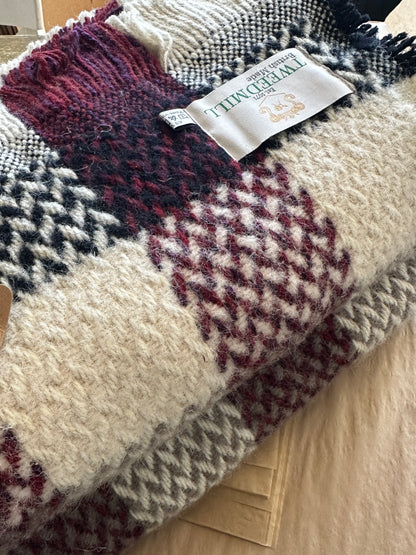 British Welsh Wool Check Throw Blanket, Recycled 100%