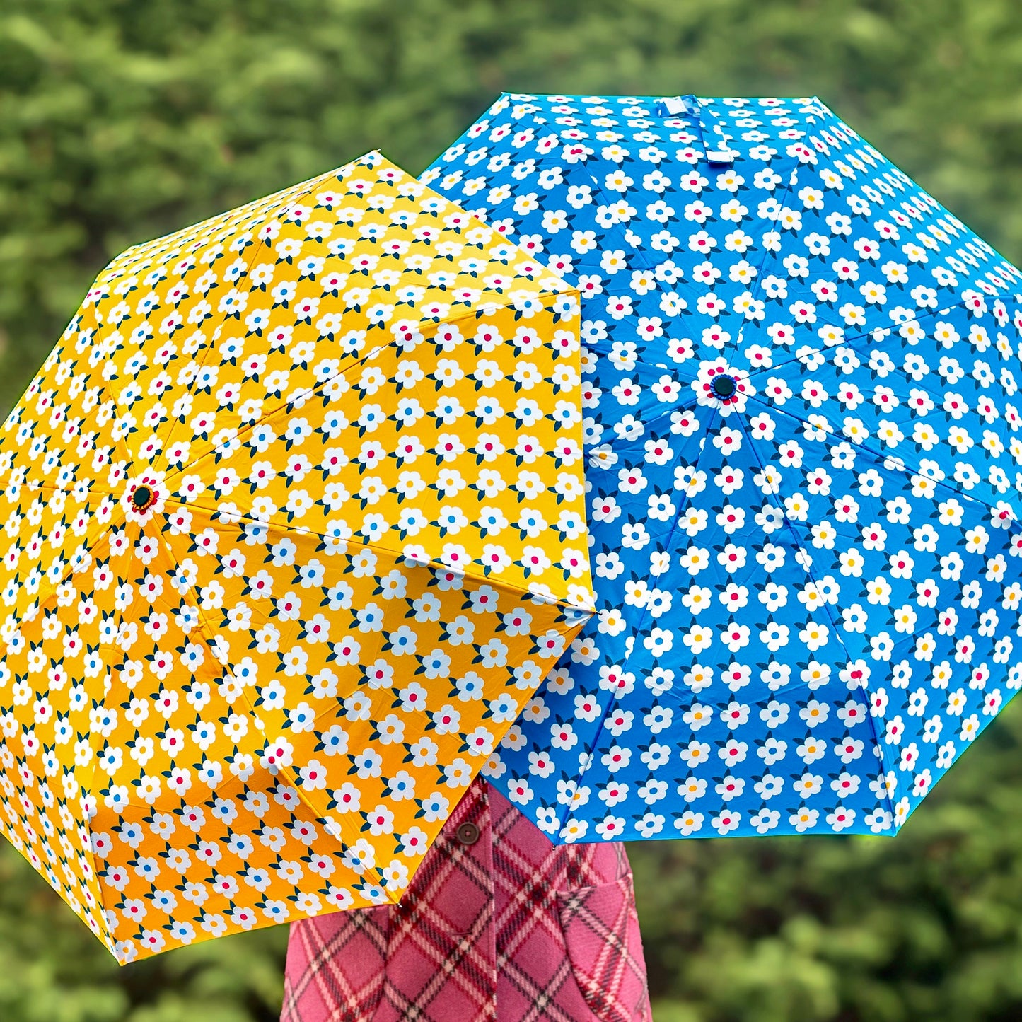 Retro Floral Design Umbrella Ocean Blue - Enamelhappy