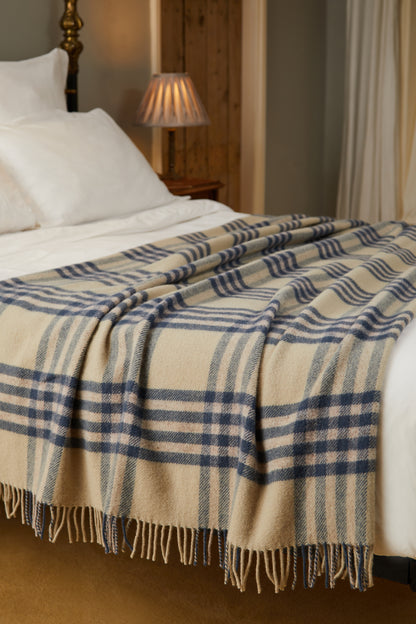 Extra Large Lifestyle Hex Check Throw/Blanket 150x240 - Blue Slate