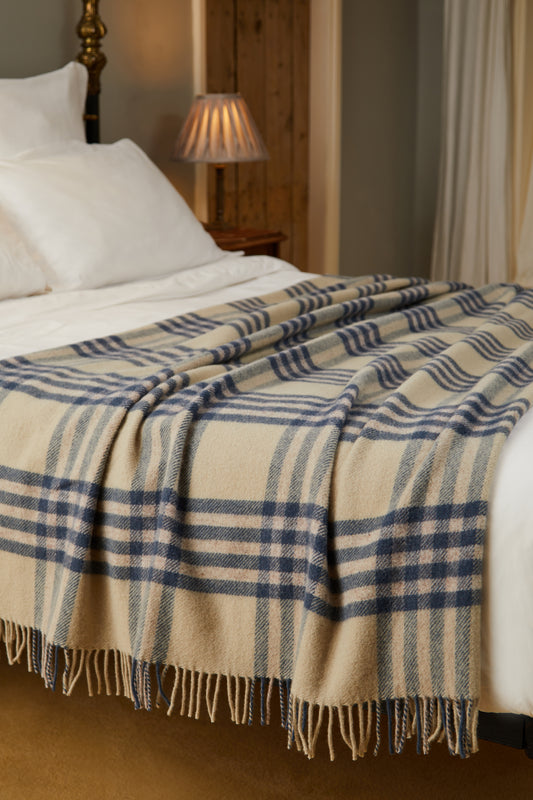 Lifestyle Hex Check Throw/Blanket 150x240 - Blue Slate Extra Large