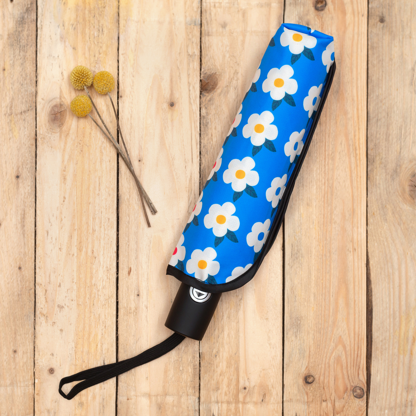 Retro Floral Design Umbrella Ocean Blue - Enamelhappy