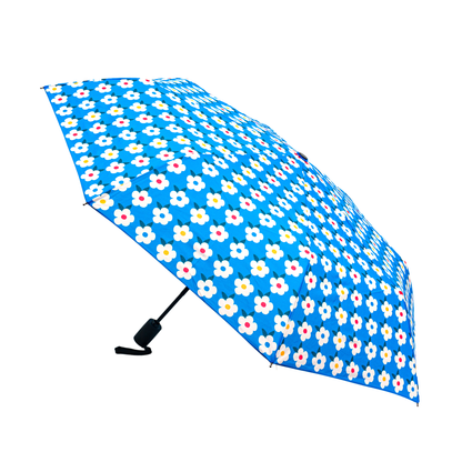 Retro Floral Design Umbrella Ocean Blue - Enamelhappy