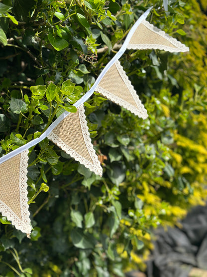 Beautiful Hessian/Jute Lace Bunting - Enamelhappy