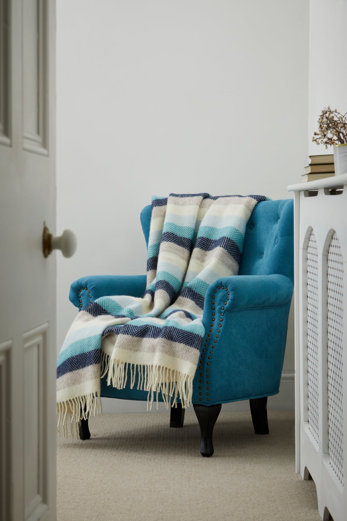 Tweedmill Seashore Stripe Pure Wool Throw Blanket 150 x 183 cm
