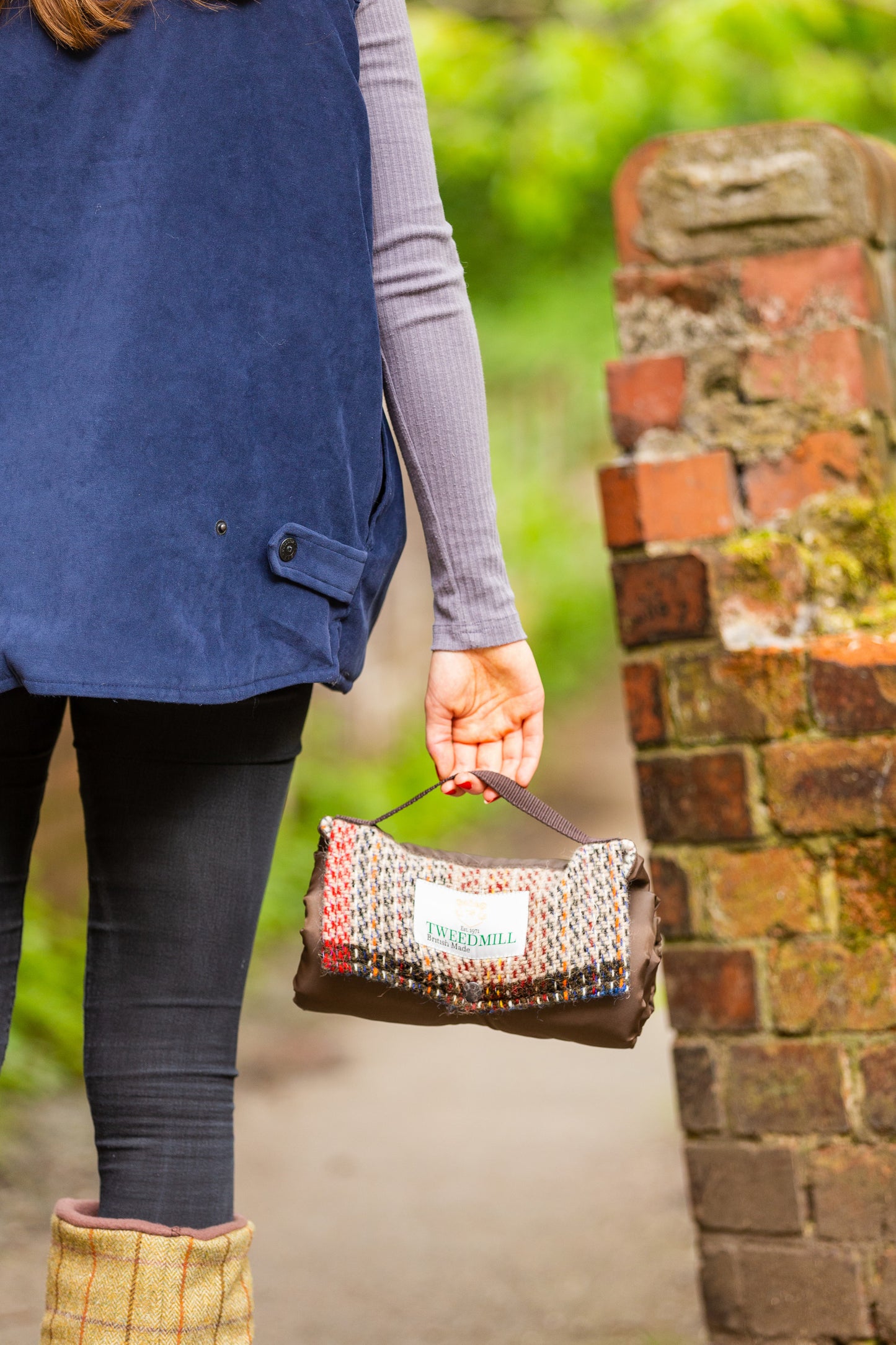 Mini Recycled Wool Tweed Style Picnic Rug Blanket - Walkers Companion - Rain Protection - Beautiful Tweedmill