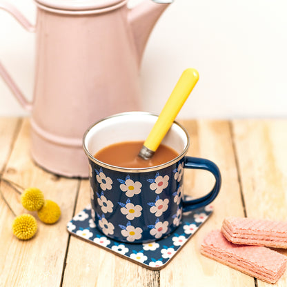 Enamel Mug & Coaster Set - Midnight Navy Blue - Enamelhappy - Enamelhappy