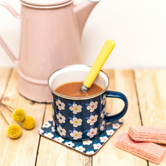 Enamel Mug & Coaster Set - Midnight Navy Blue - Enamelhappy - Enamelhappy